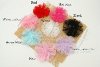 Mesh tulle flower (no centre) - 9 cm, Pack of 3